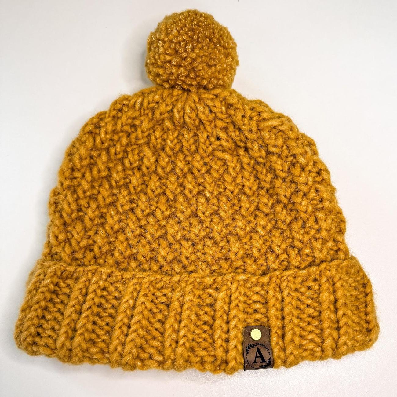 Alpaca beanie, yellow pom, photo 3