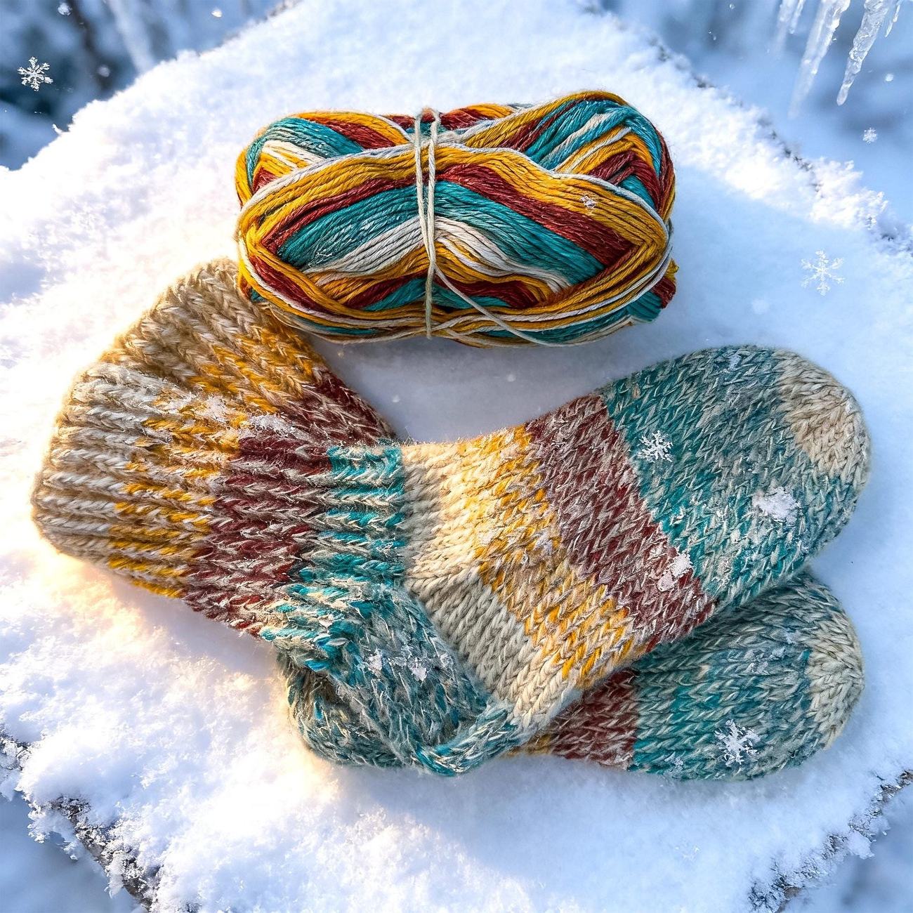 Alpaca socks, gold, teal & rust stripes, photo 2