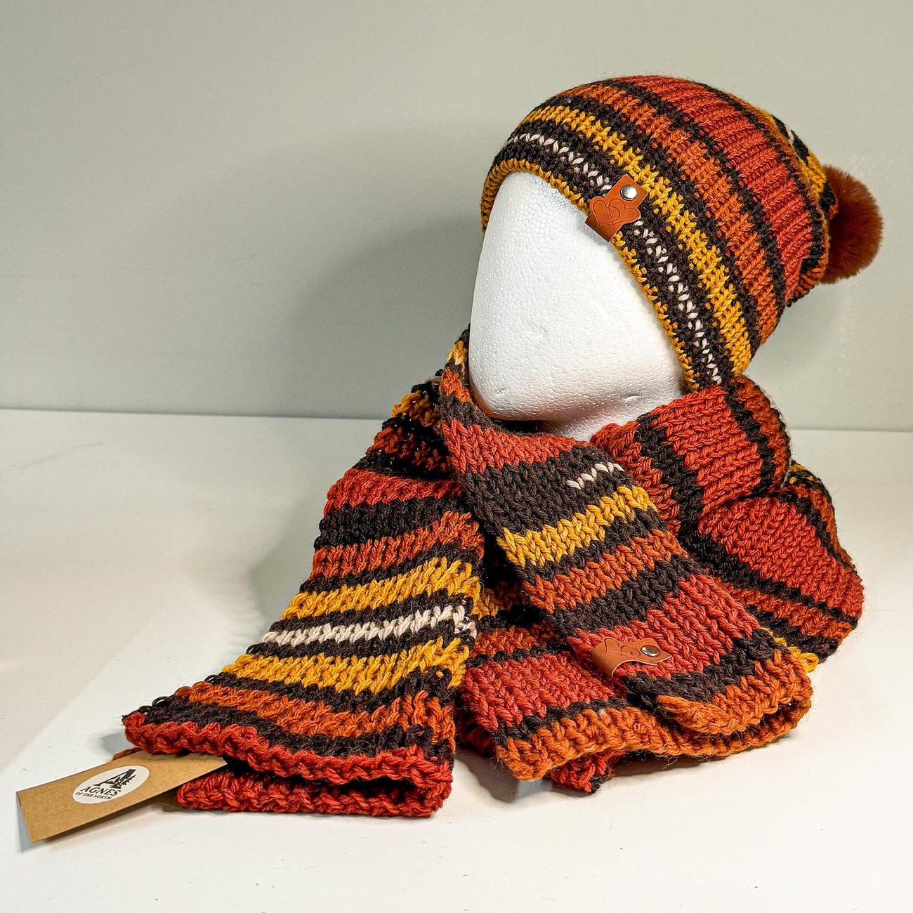 Beanie & scarf set, Autumn Stripes, photo 3